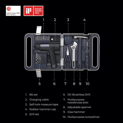HOTO 12V Brushless Drill Tool Set