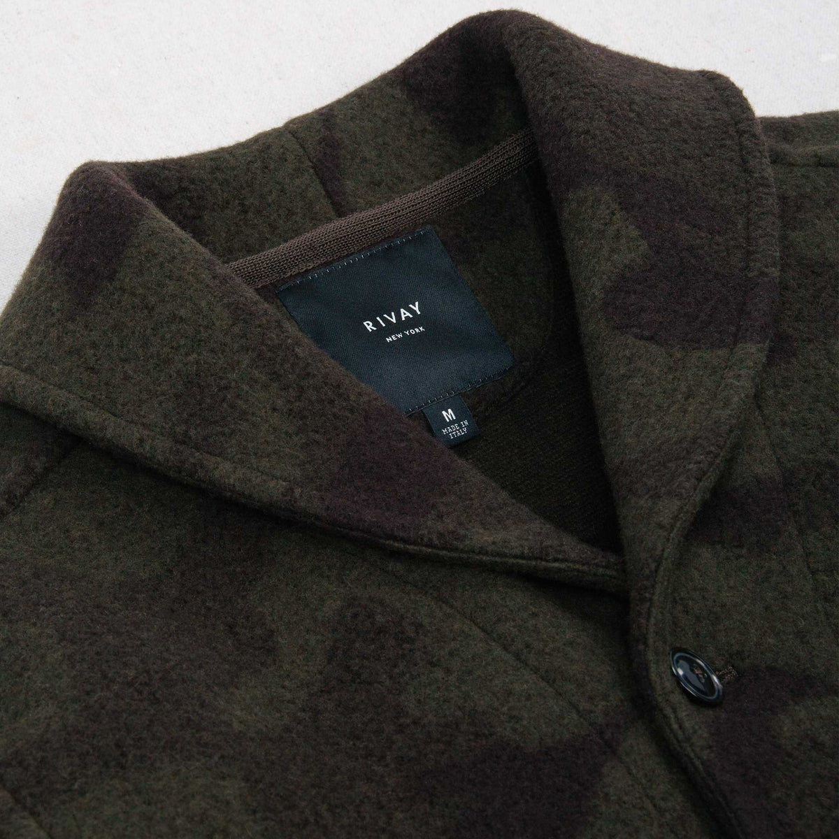 Rivay Hale Wool Cardigan in Olive Camouflage