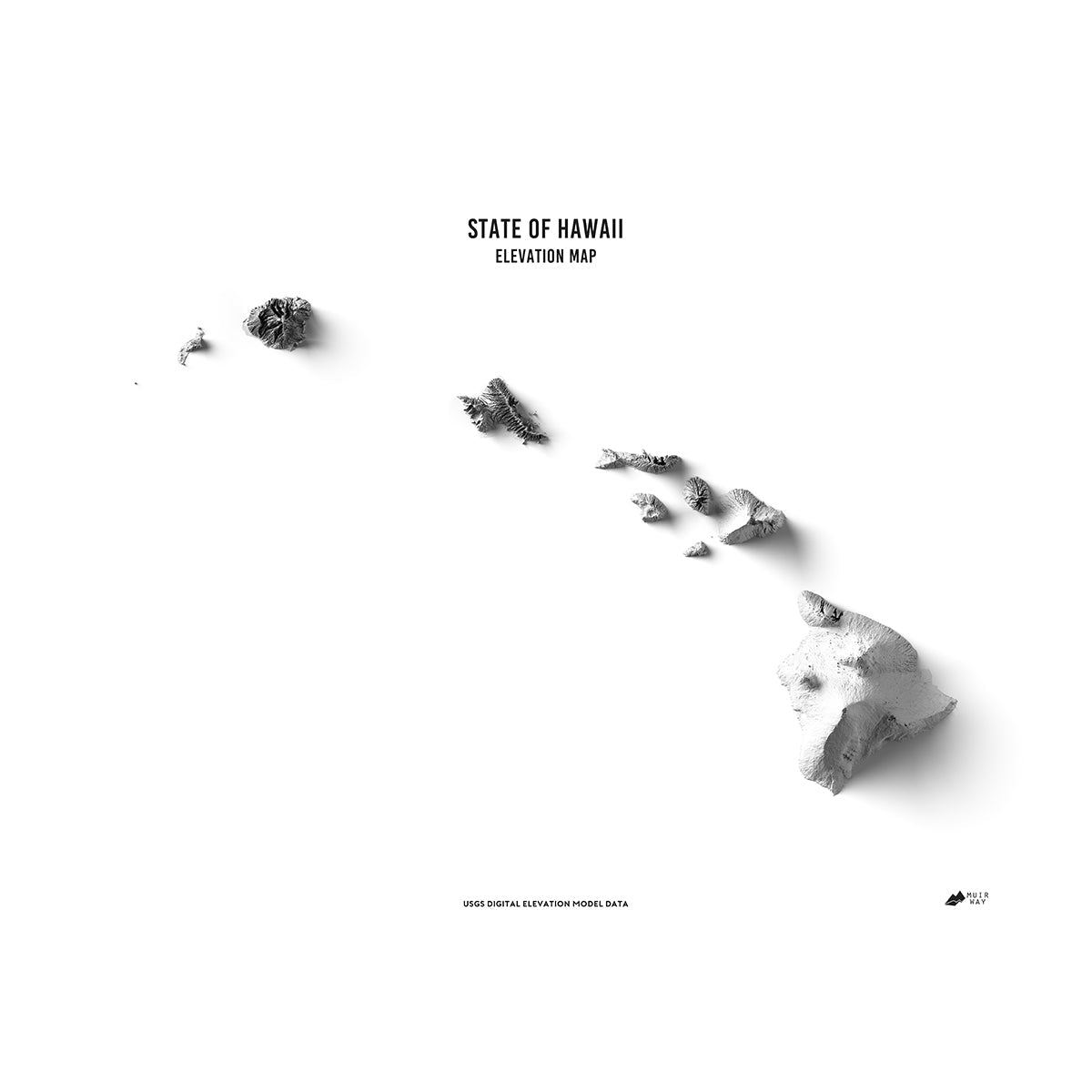 Hawaii Elevation Map No Frame
