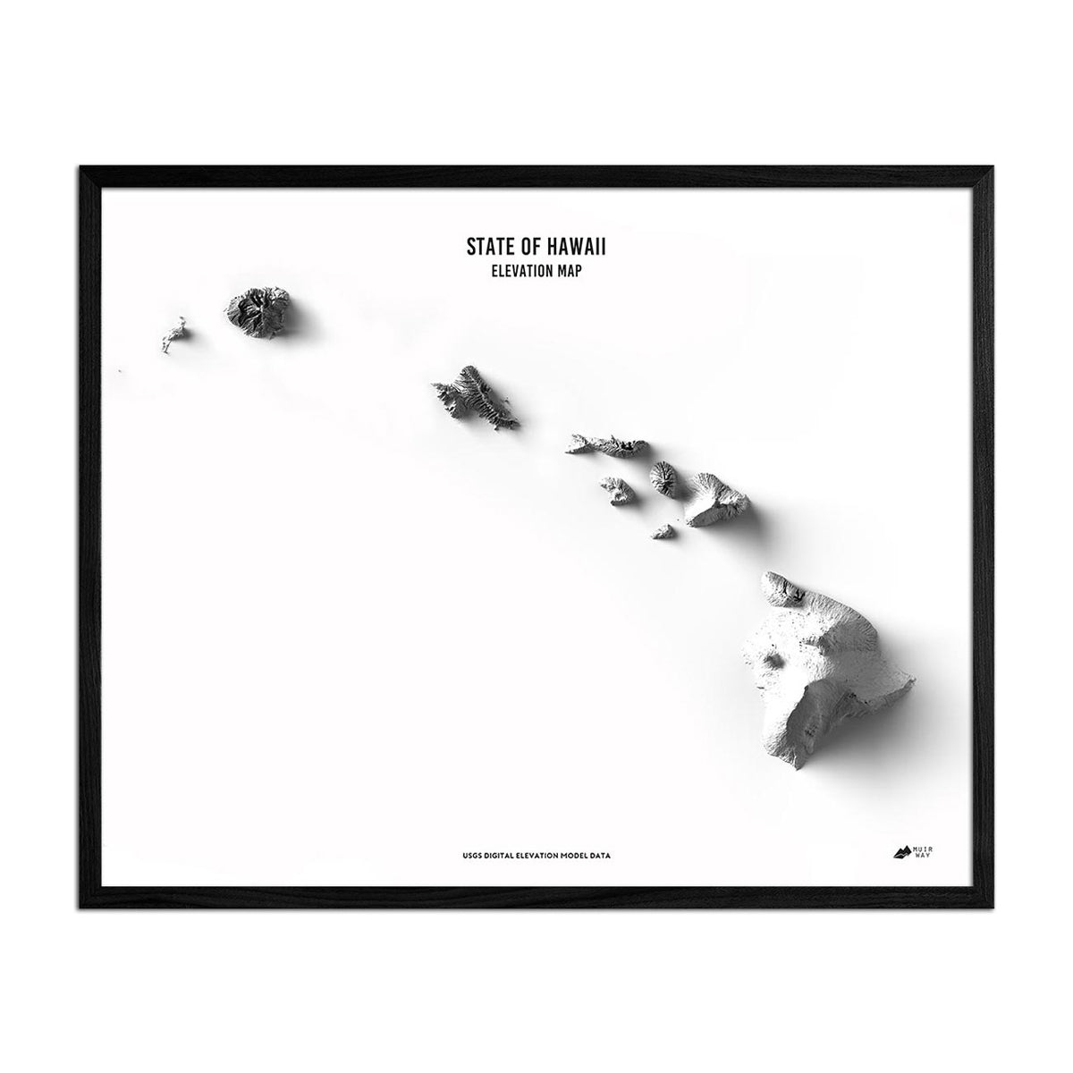 Hawaii Elevation Map Black