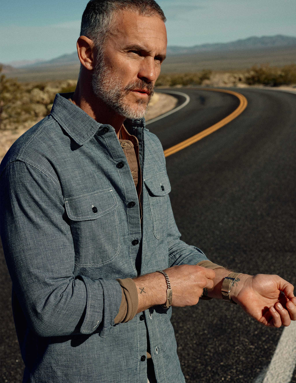 Rivay Hawker Indigo End-on-End Camp Shirt in Medium Wash
