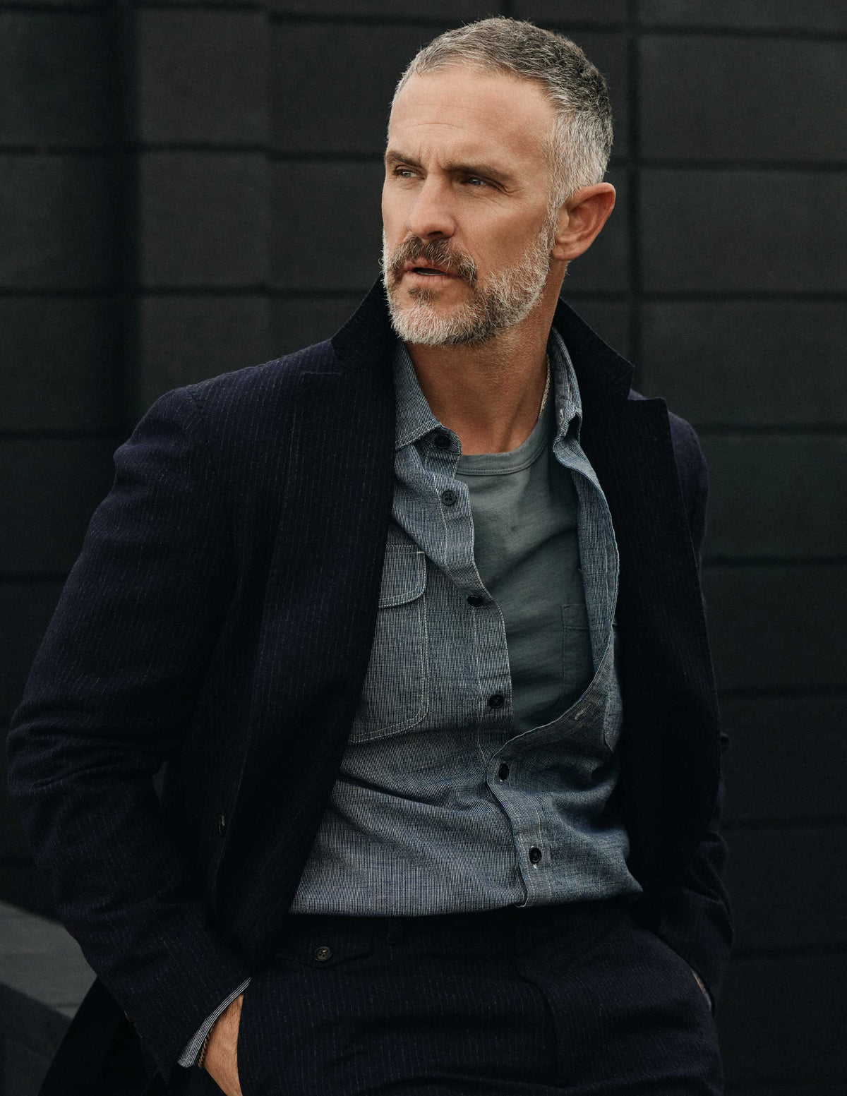 Rivay Hawker Indigo End-on-End Camp Shirt in Medium Wash