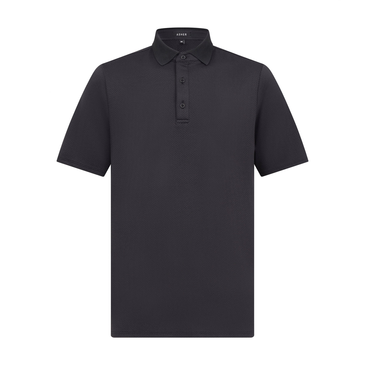 Asher Golf Herringbone Polo Onyx