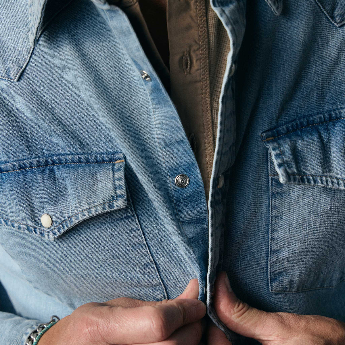 Rivay Wayne Denim Western Shirt in Light Wash