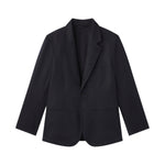 AARON LEVINE COTTON LINEN WORKWEAR SUIT JACKET - NAVY