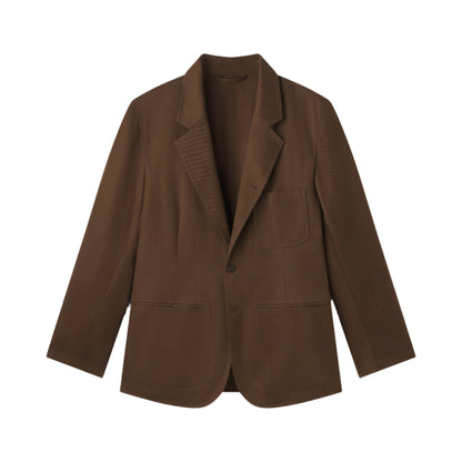 AARON LEVINE COTTON LINEN WORKWEAR SUIT JACKET BROWN