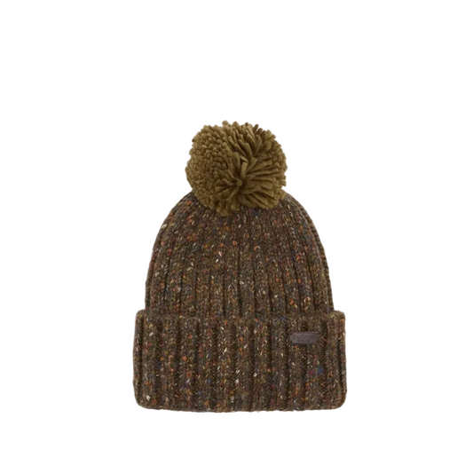 Barbour Kelson Fleck Pom Beanie Hat Olive