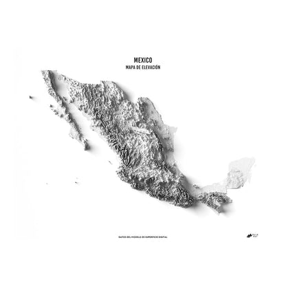 Mexico Elevation Map Spanish No Frame