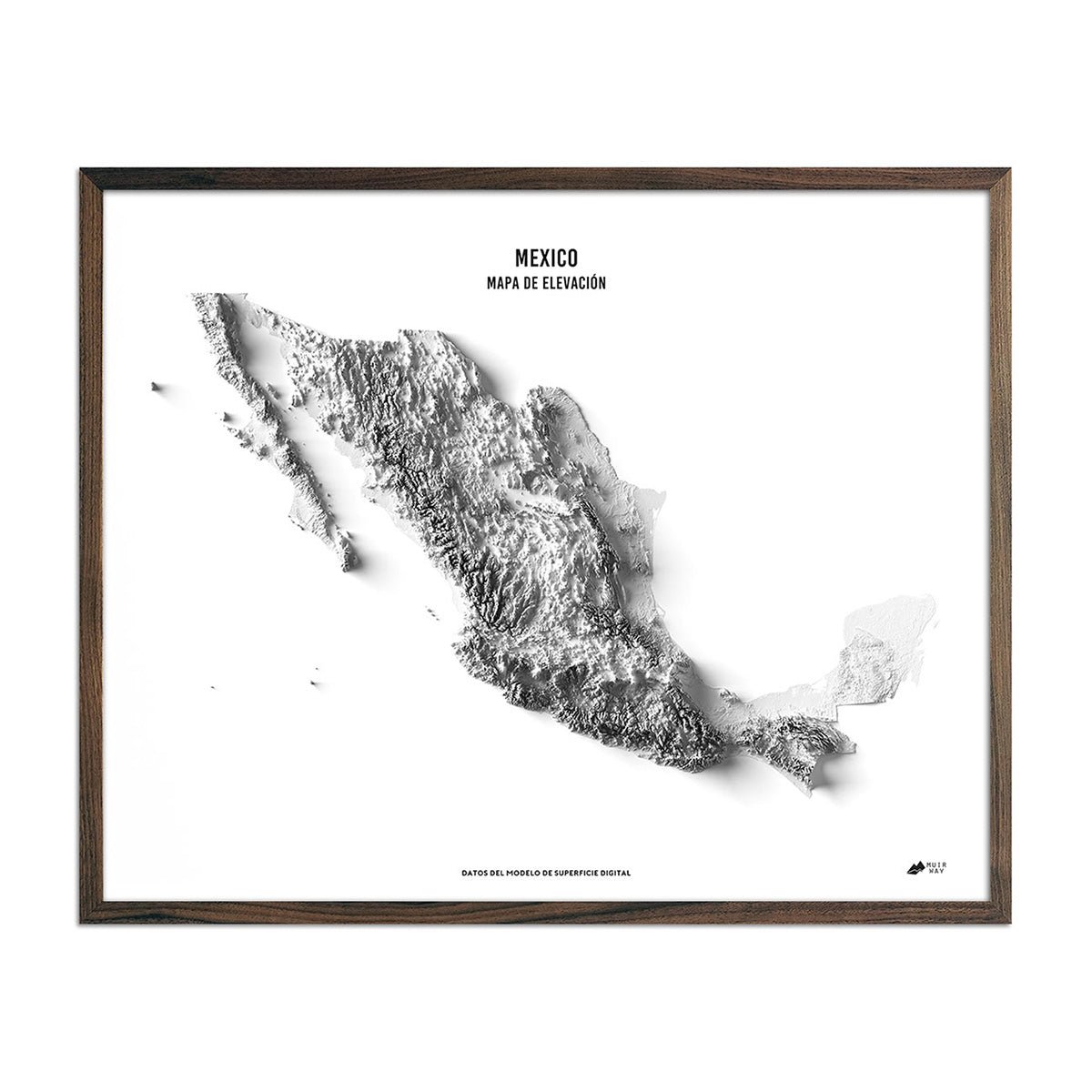 Mexico Elevation Map Spanish Walnut