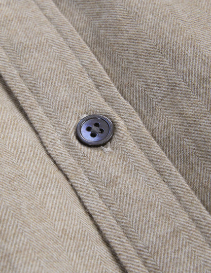 Miles Brushed Flannel Camp Shirt in Camel
