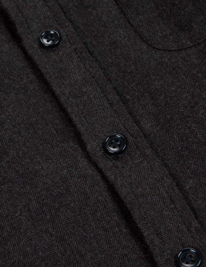 Rivay Miles Brushed Flannel Camp Shirt in Dark Brown