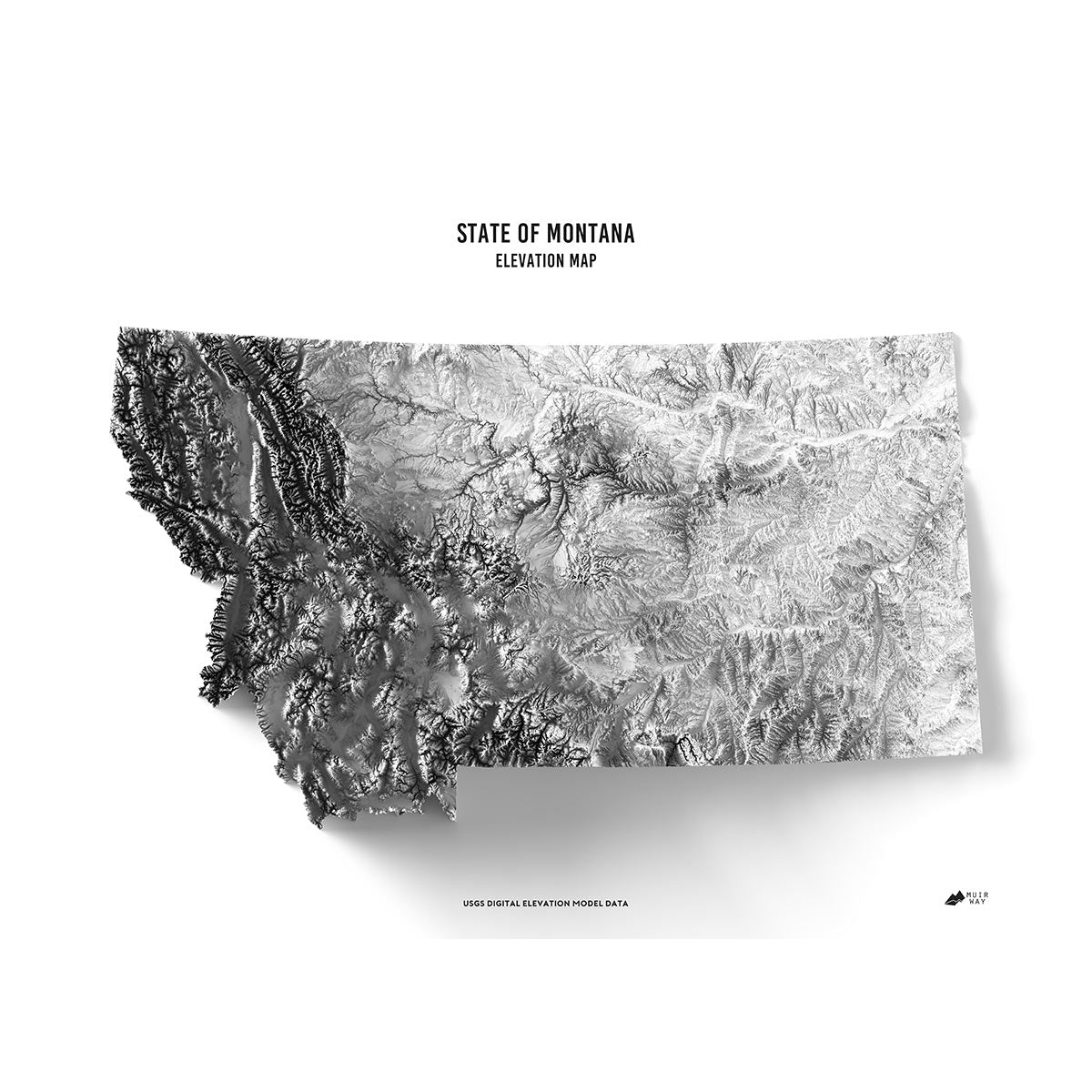 Montana Elevation Map No Frame