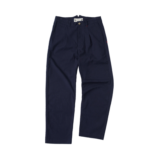 Imperfects Mr. Lynch's 1201M Trouser in Summer Seersucker Dark Navy