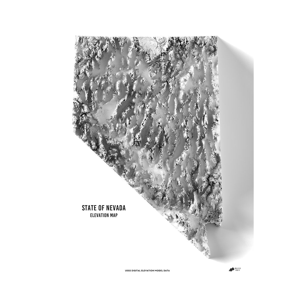 Nevada Elevation Map No Frame