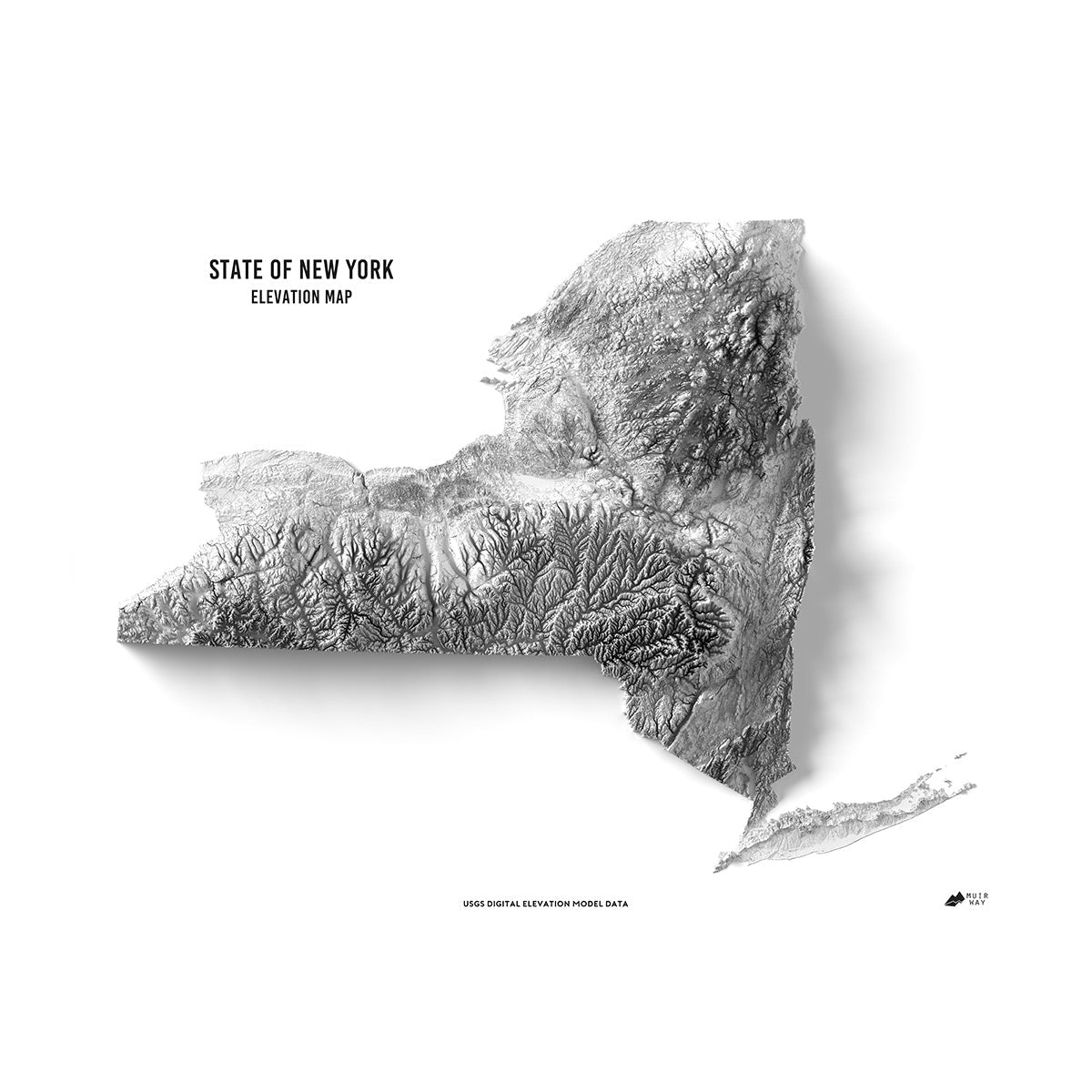 New York Elevation Map No Frame