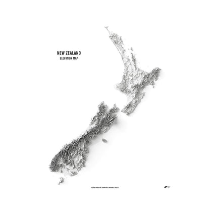 New Zealand Elevation Map No Frame