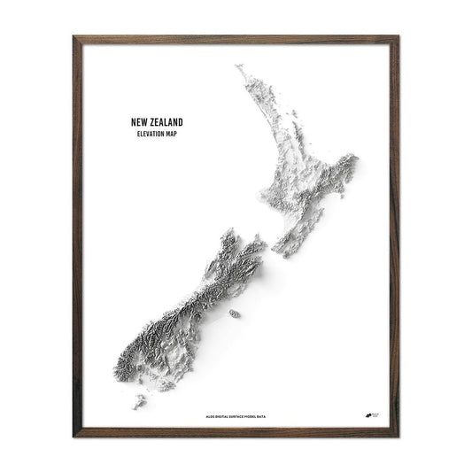 New Zealand Elevation Map Walnut