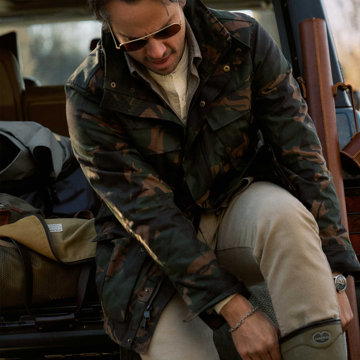 Rivay Waxed Cotton Camo Field Jacket