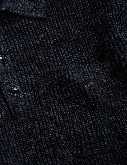 Rivay Porto Linen Cotton Sweater in Black Marl