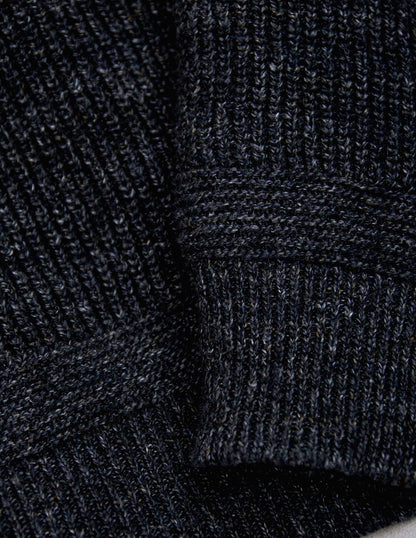 Rivay Porto Linen Cotton Sweater in Black Marl