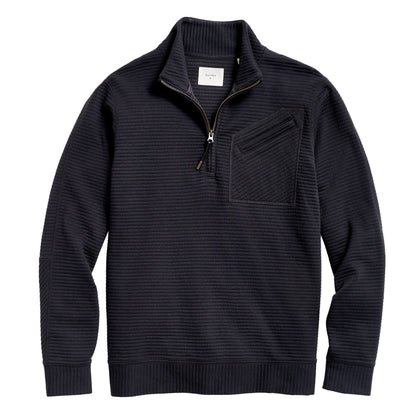 Billy Reid Quilted Half Zip Dark Navy