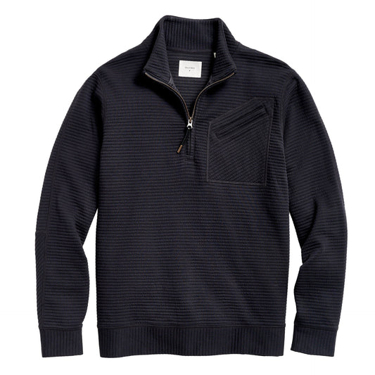 Billy Reid Quilted Half Zip Dark Navy