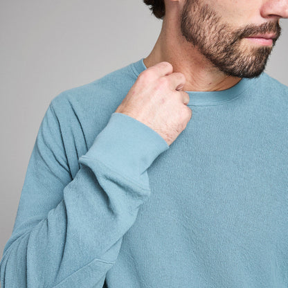 Billy Reid Crinkle Rib Crew in Steel Blue