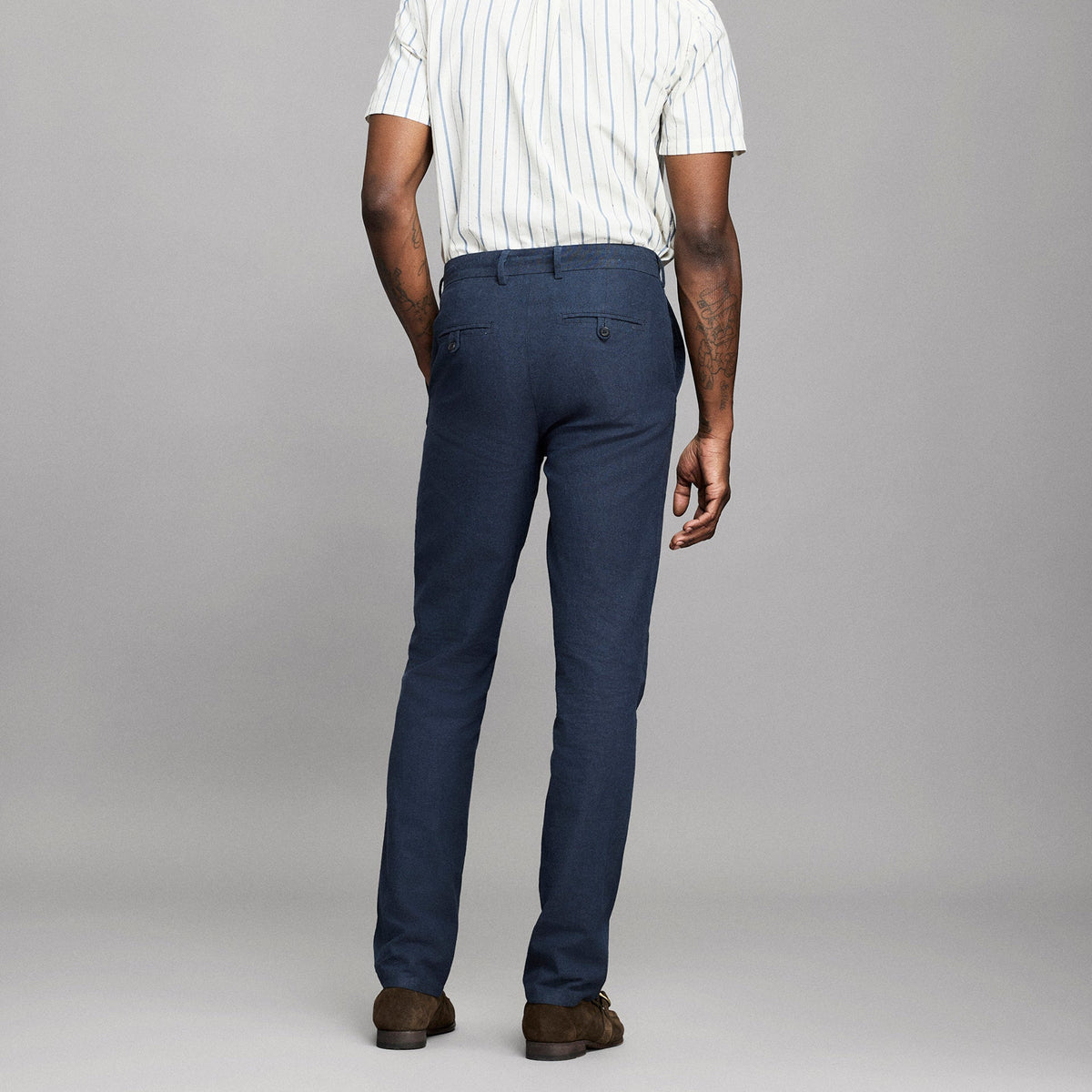 Billy Reid Chambray Flat Front Pant