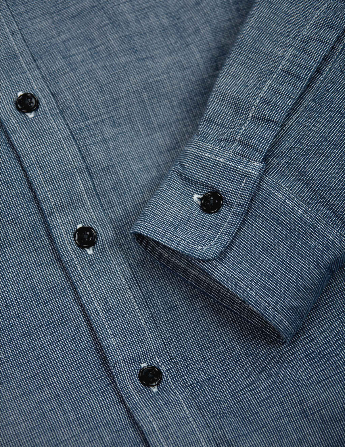 Rivay Hawker Indigo End-on-End Camp Shirt in Medium Wash