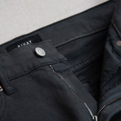 Rivay Wade Garment Dyed Washed Black Five Pocket Pant