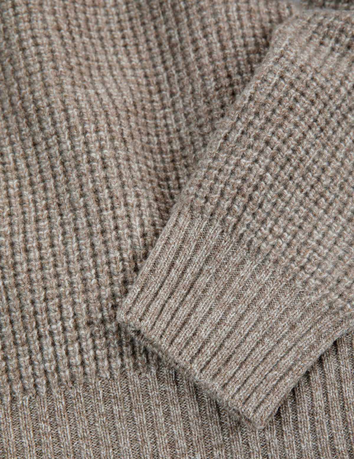 Rivay Sonny Waffle Sweater in Khaki Marl