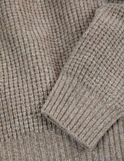 Rivay Sonny Waffle Sweater in Khaki Marl