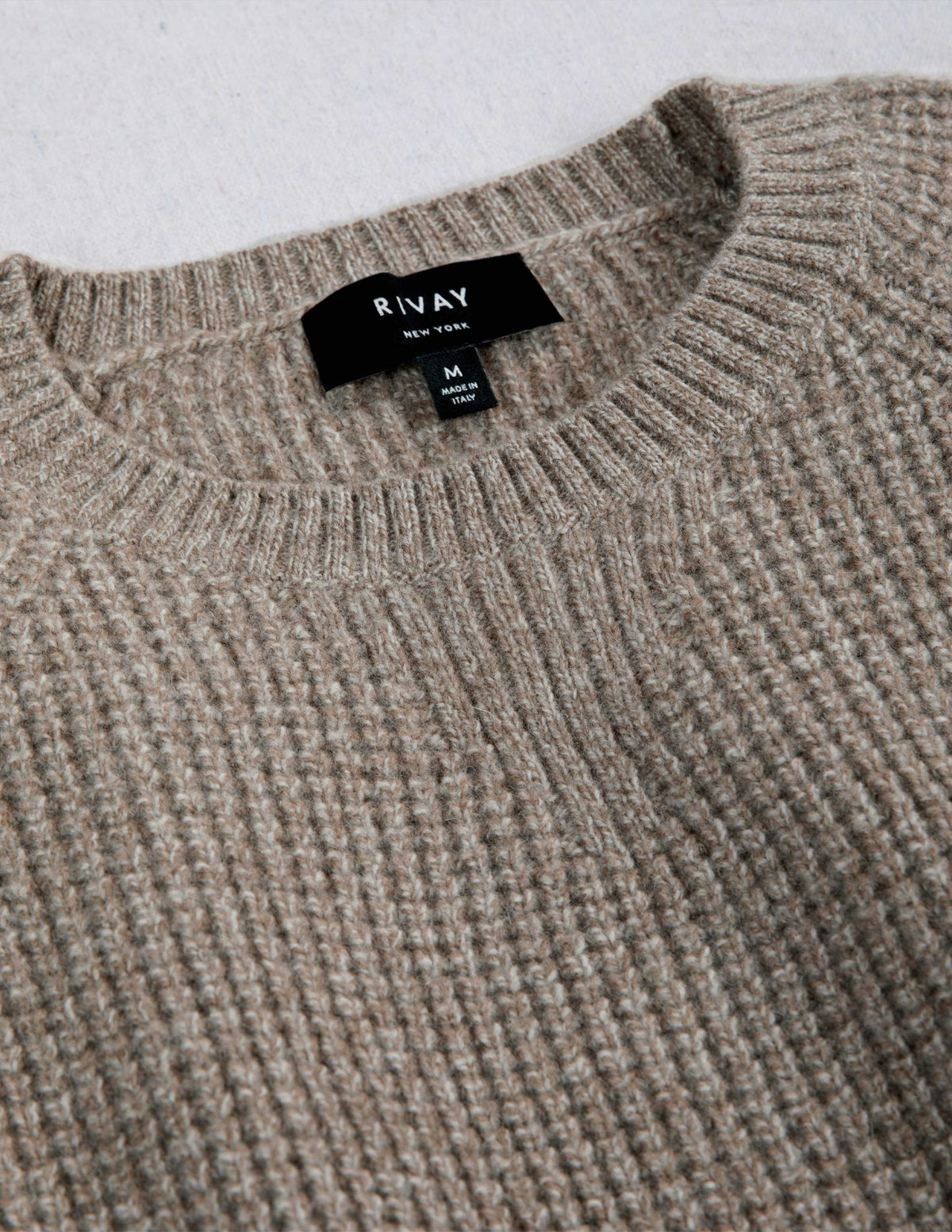 Rivay Sonny Waffle Sweater in Khaki Marl