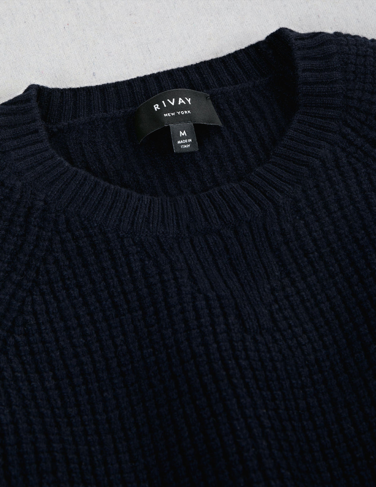 Rivay Sonny Waffle Sweater in Navy