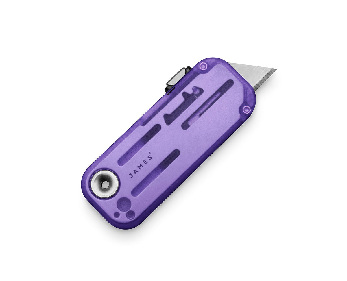 James Brand The Palmer Utility Knife Clear Atomic Purple + Stainless
