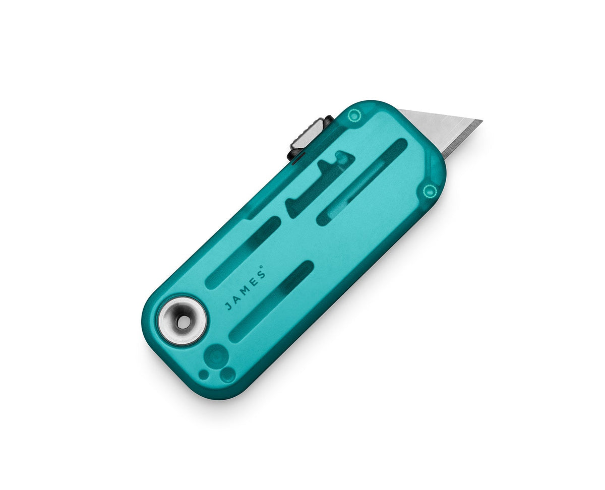James Brand The Palmer Utility Knife Clear Turquoise + Stainless