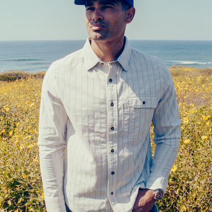 Imperfects Tradesman Button-Down in Striped Chambray
