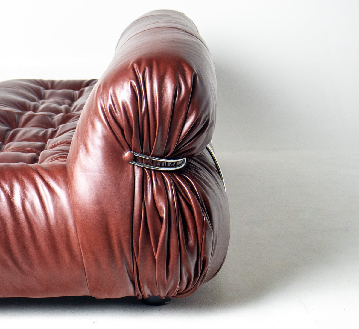 Afra & Tobia Scarpa for Cassina “Soriana” Four-Seat Sofa & Ottoman in New Burgandy Leather