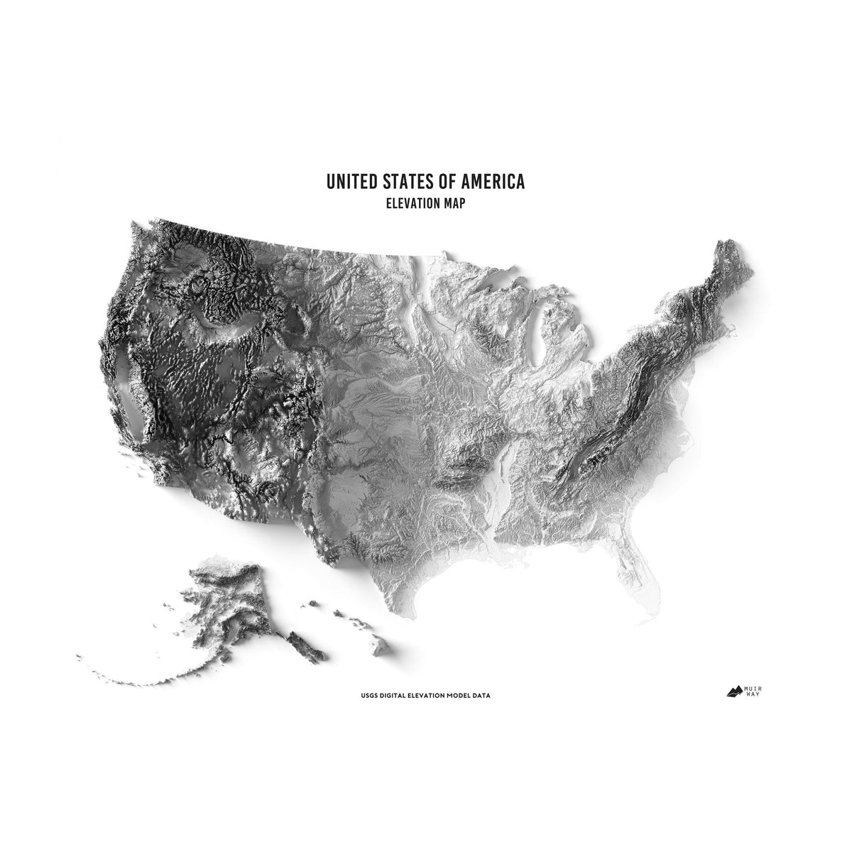 USA Elevation Map No Frame