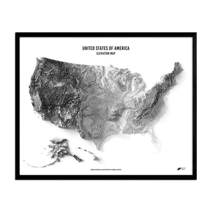 USA Elevation Map Black