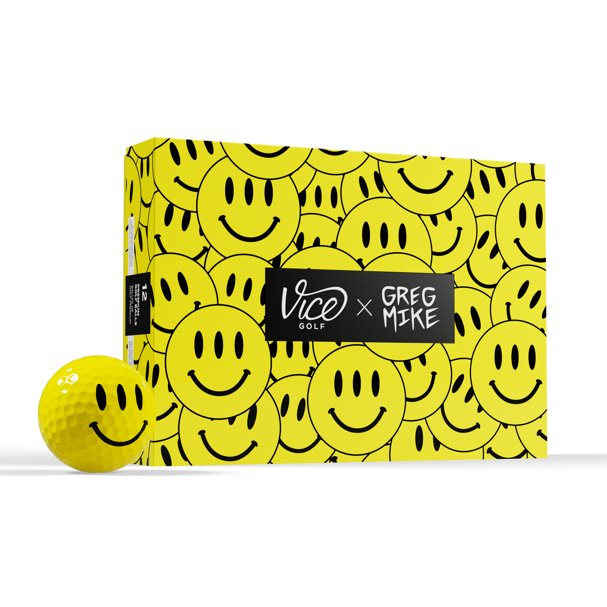 Vice Pro Greg Mike Smiley Golf Balls Yellow Smiley