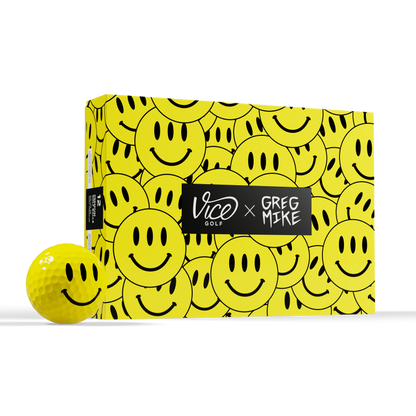 Vice Pro Greg Mike Smiley Golf Balls Yellow Smiley