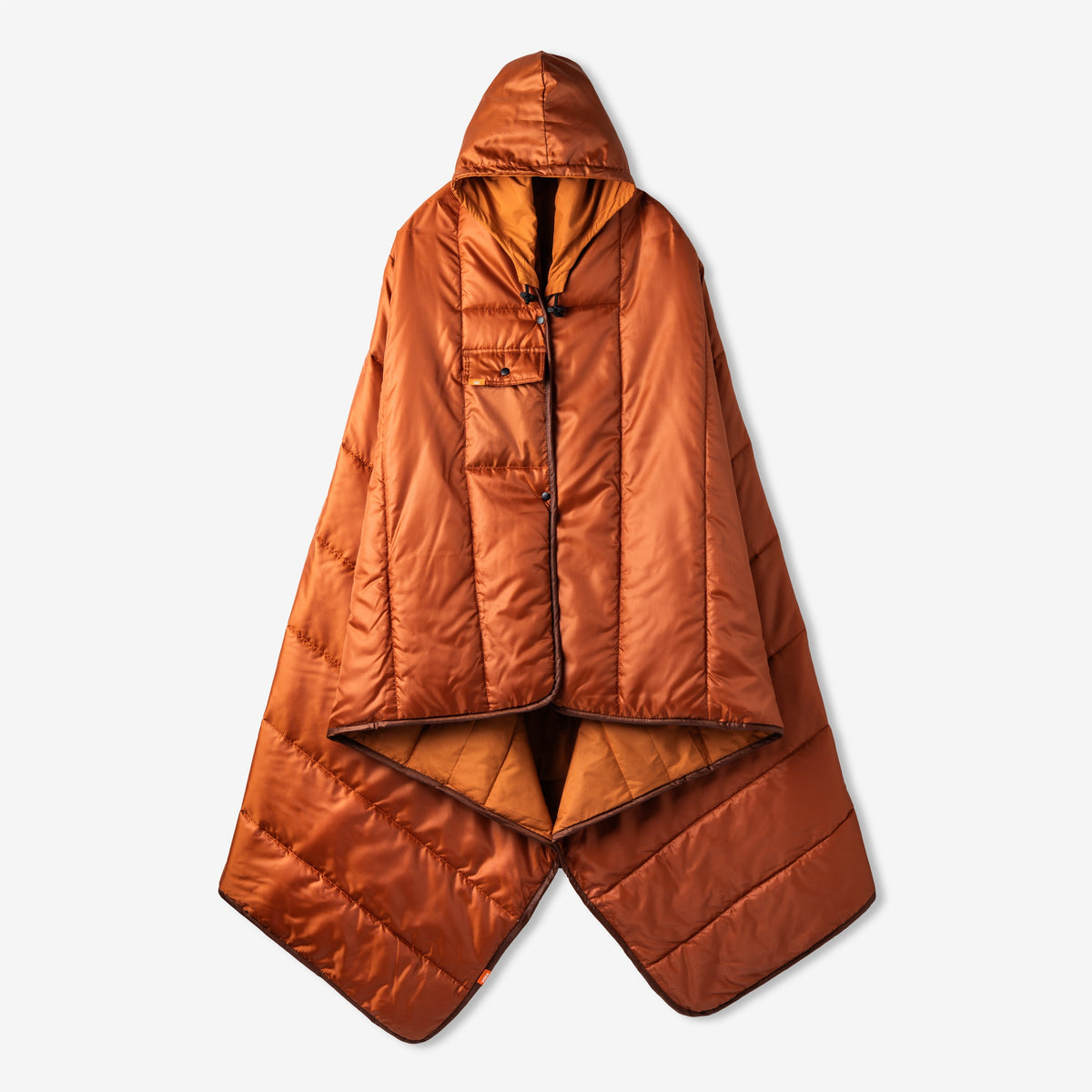 Wren Puffy Blanket Poncho Clay Orange