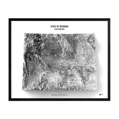 Wyoming Elevation Map Black