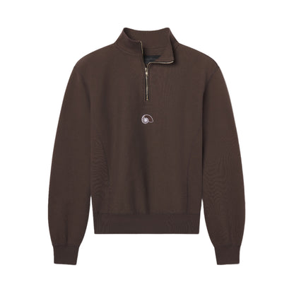AARON LEVINE HALF ZIP SWEATSHIRT BROWN