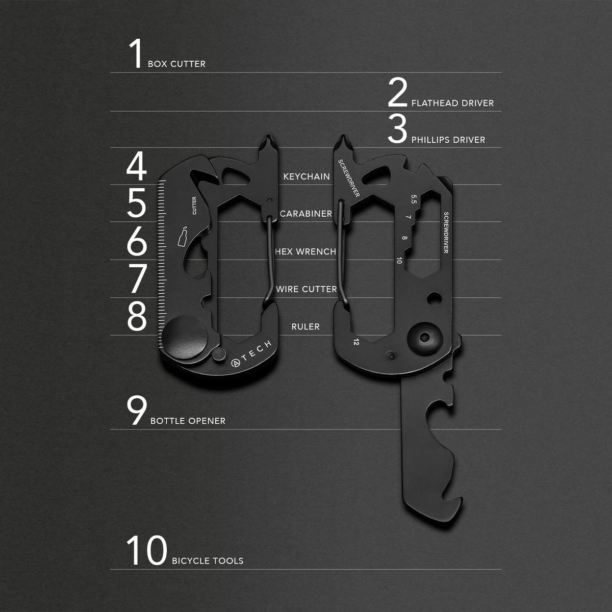 A-Tech Multitool 10-in-1 Carabiner