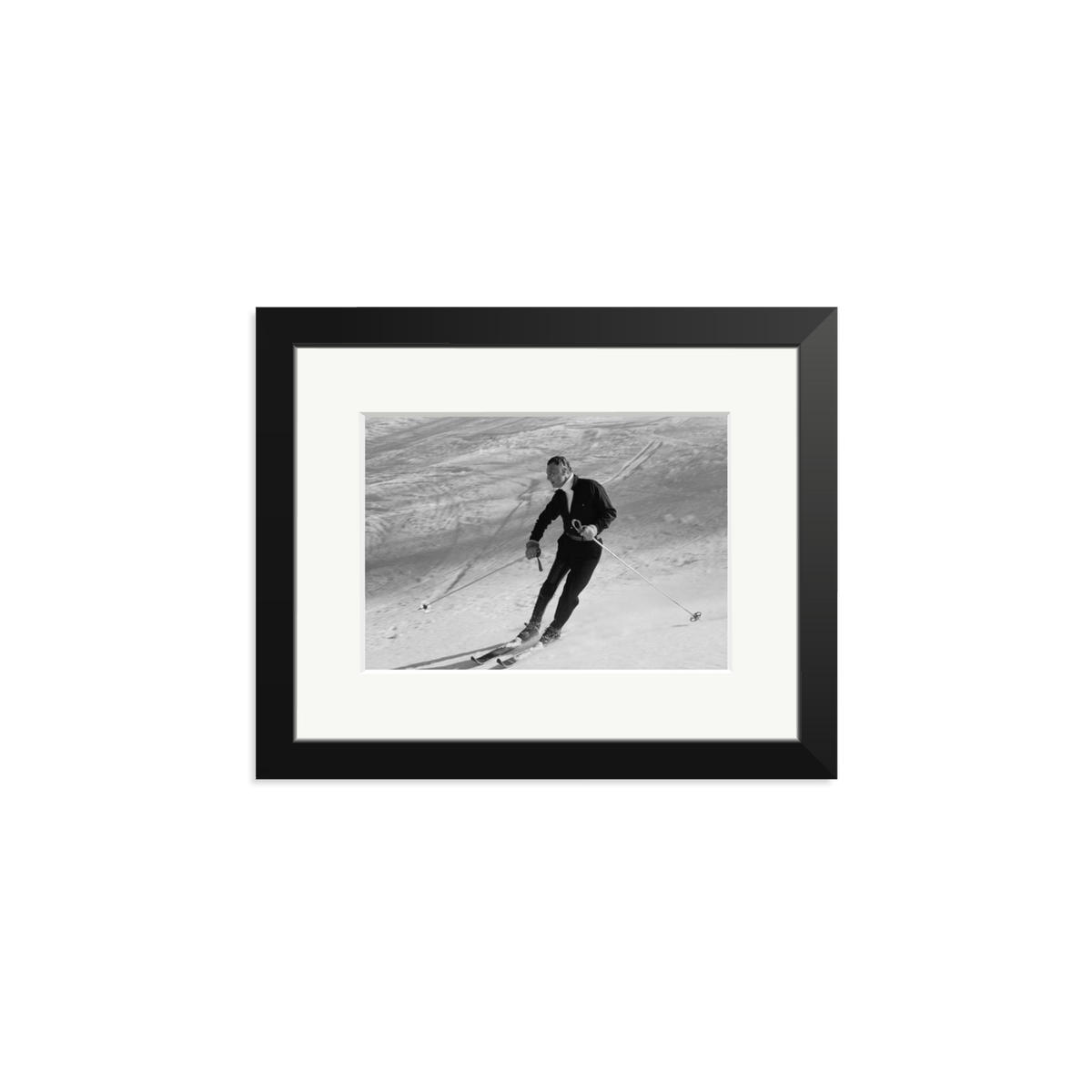 Gianni Agnelli Skiing Framed Print Black Small