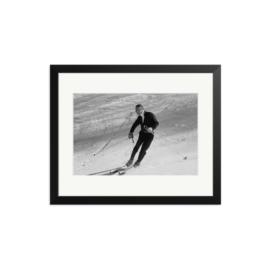 Gianni Agnelli Skiing Framed Print Black Medium