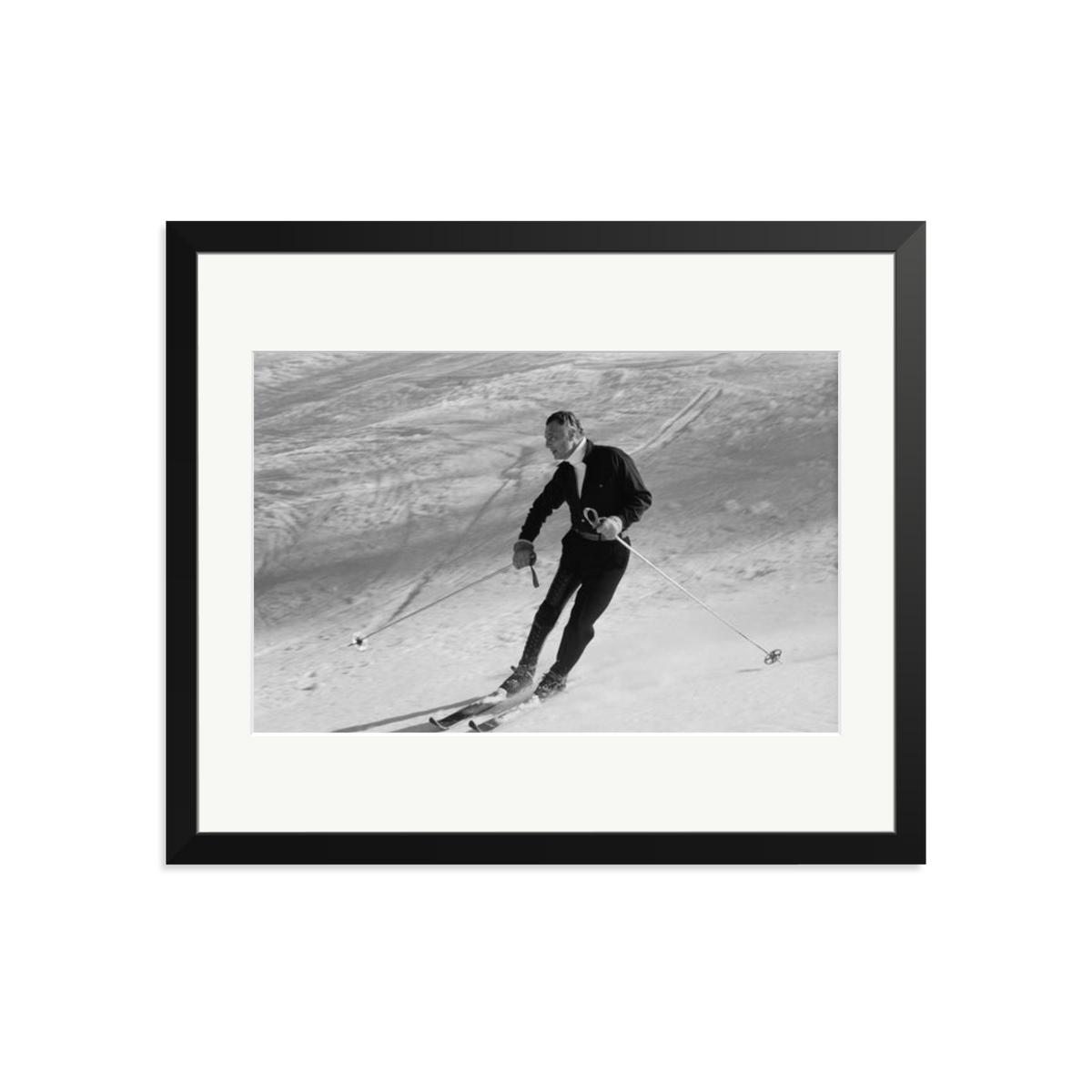 Gianni Agnelli Skiing Framed Print Black Large