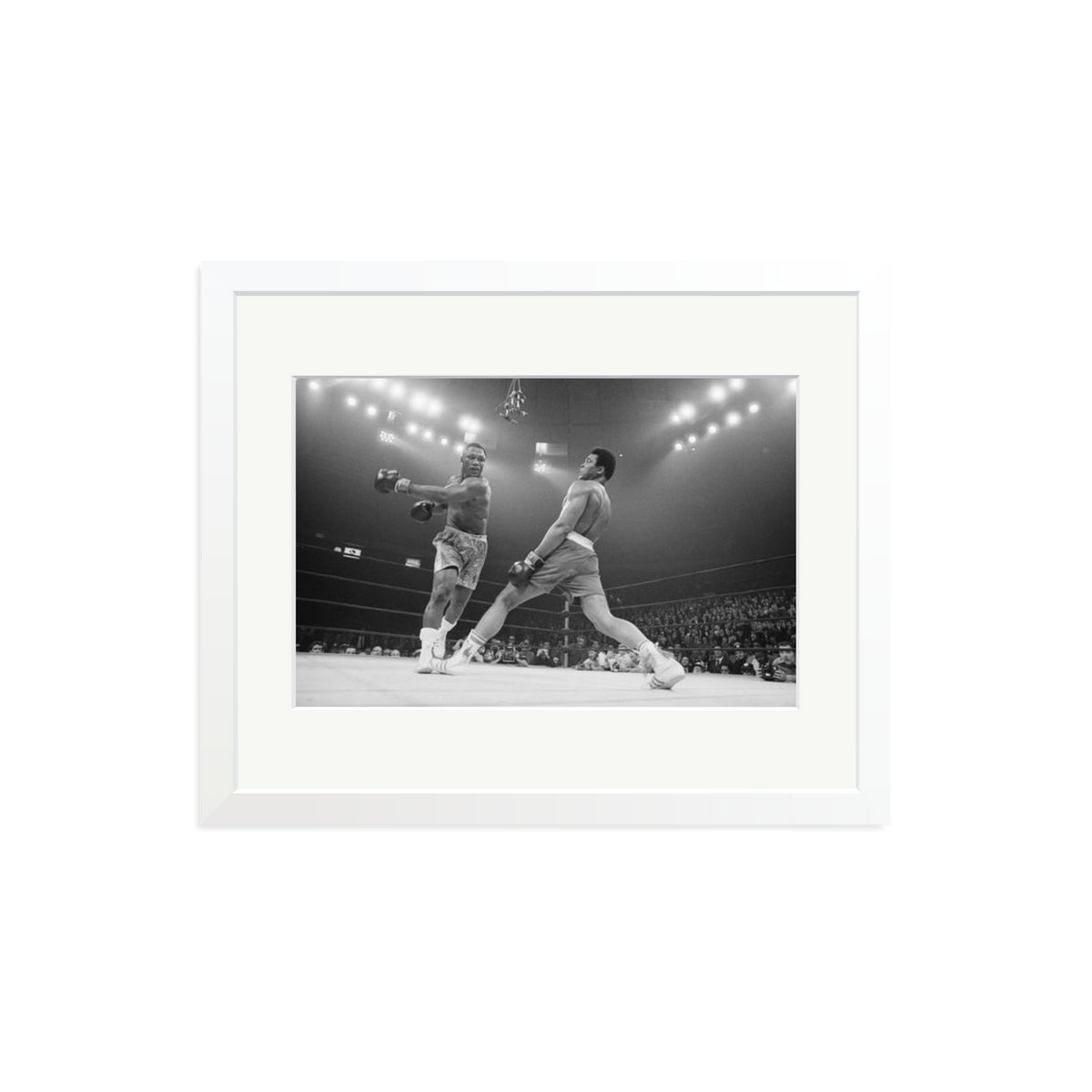 Ali Dodging a Punch From Frazier White Medium